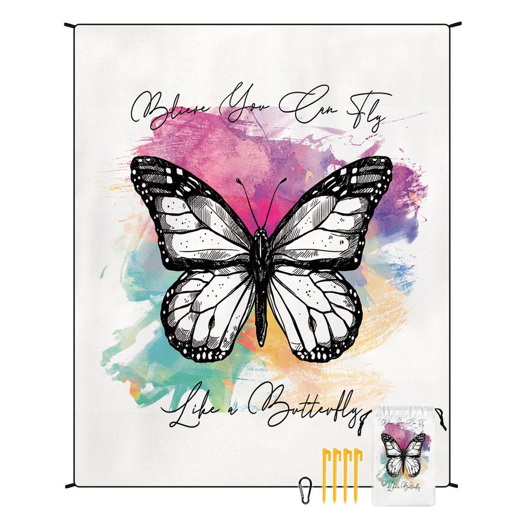 Turkish Summer Large Sand Proof Waterproof Windproof Polyamide Jacquard Beach Blanket Hoodie Custom Logo Sand-Free Picnic Mat