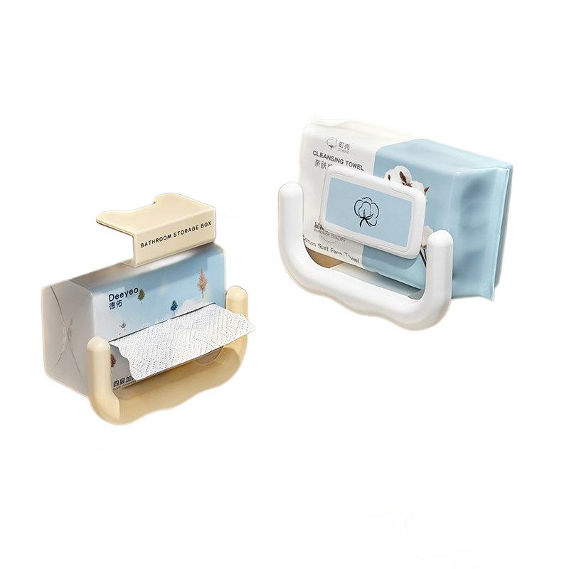 U-Shaped Paper Towel Holder for Mirror Cabinet Self Adhesive Bathroom Organizer No Drill Wall Mount Tissue Rack