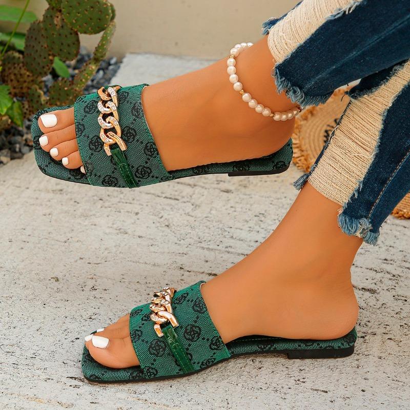 Мода 2024 года, новые летние женские тапочки, модные повседневные босоножки с открытым носком, туфли на плоской подошве, тапочки на низком каблуке, шлепанцы, женские, больших размеров