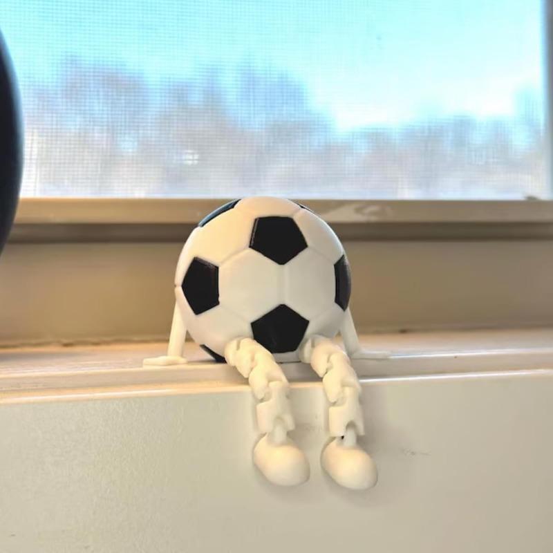 Sports Ball Figurine Collection,Miniatures Ball Sports Set with Articulated Leg, Funny 3D Printed Golf,Basketball,Soccer Desktop Decor,Office Desk