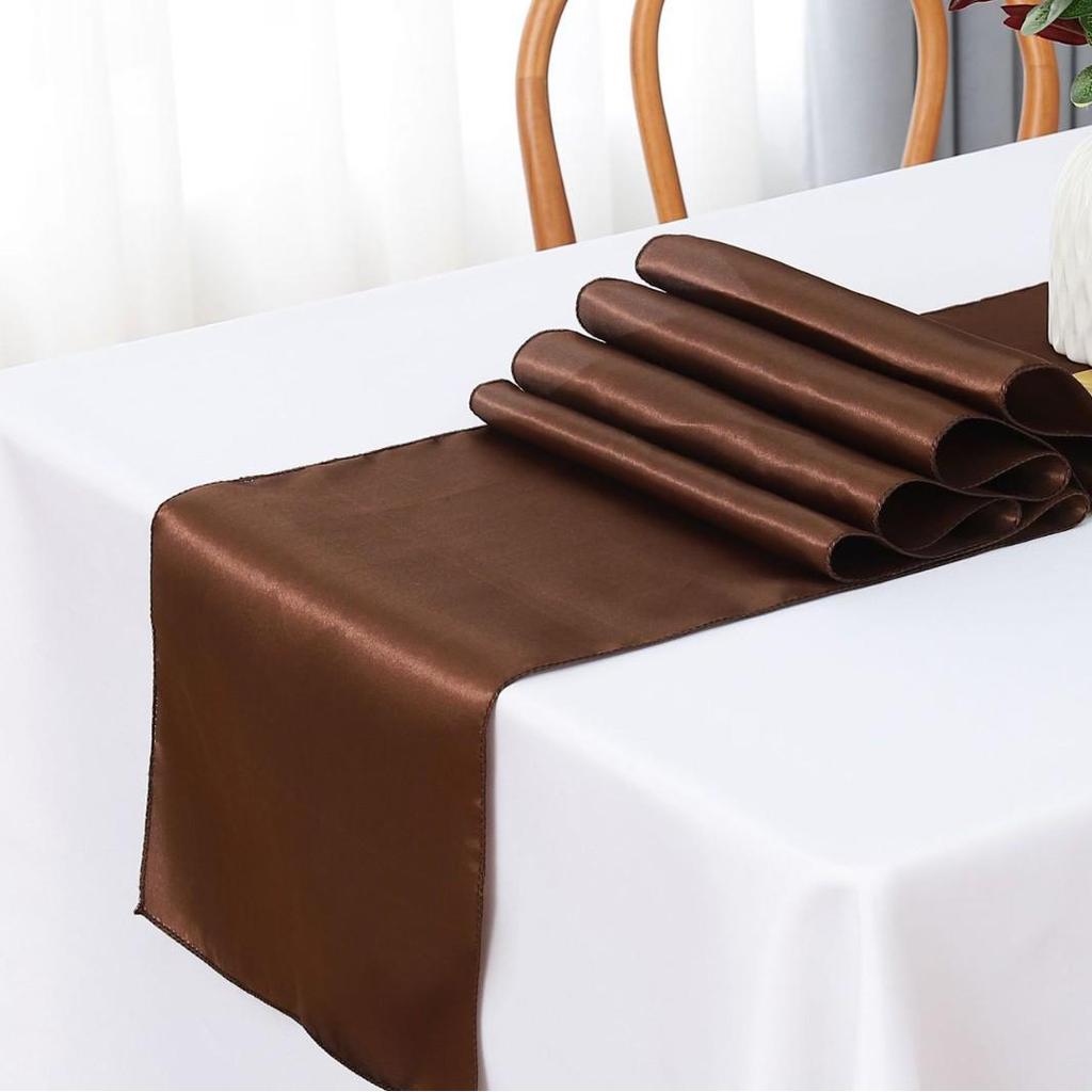 Скатерть-дорожка из сатина высокой плотности для свадеб и банкетов - Однотонная полиэстеровая декорация для стола