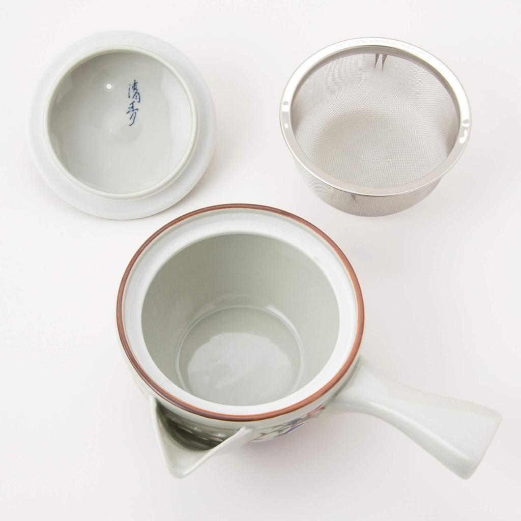 Керамика Saikai, посуда Hasami, средний чайник с парчовым цветочным узором в виде воробья, 66390