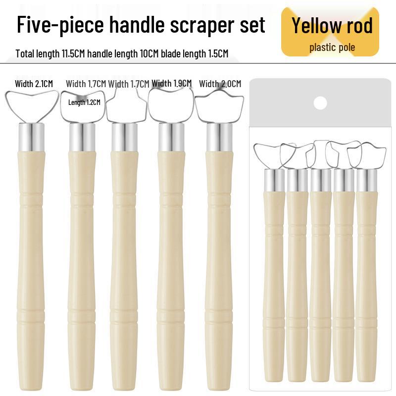 5-Piece Pottery Tool Set for Shaping, Sculpting, Handles