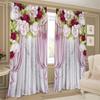 3D Print Spring Wedding Rose Pink Red Flower Modern 2 Pieces Free ShippingThin Window Curtain for Bedroom Living Room Home Decor