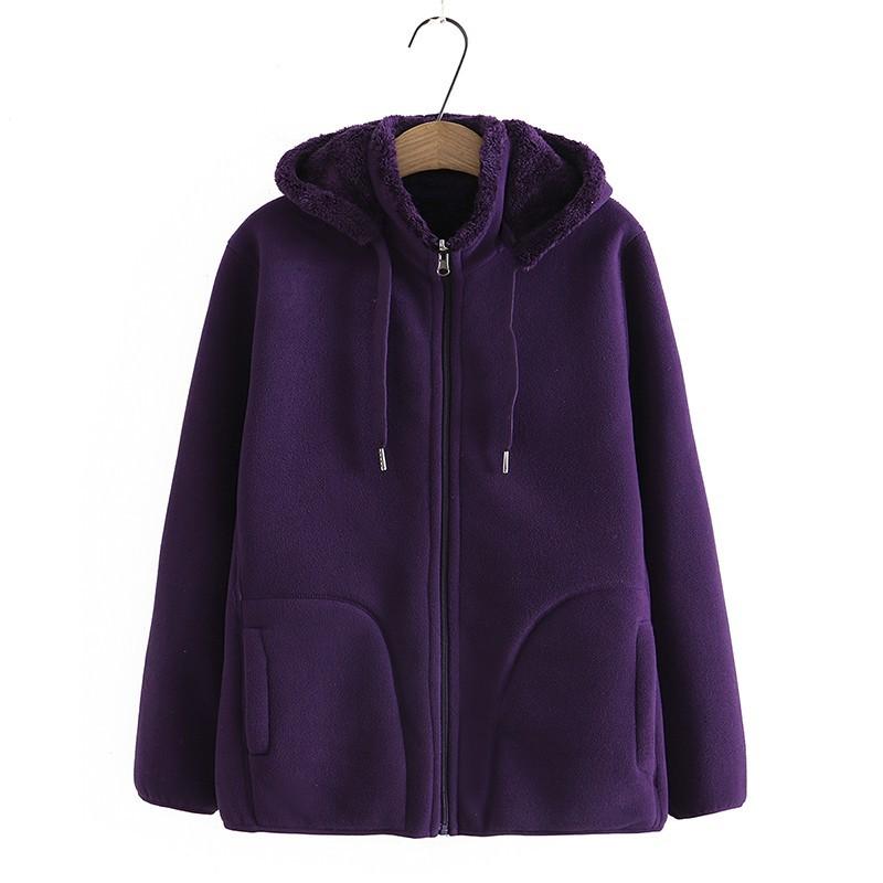 Women's Warm Hooded Jacket Zipper Casual Jacket Thickened Loose Warm Jacket