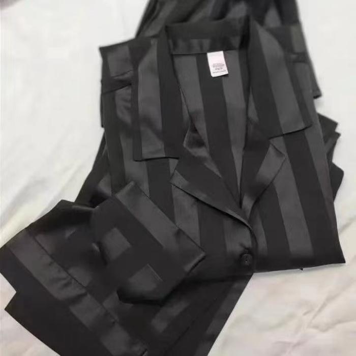 Весенние новые кардиганы с пуговицами на лацканах, комплекты для отдыха для женщин, 2 предмета, пижамы из ледяного шелка для женщин, модная одежда для сна с принтом для женщин