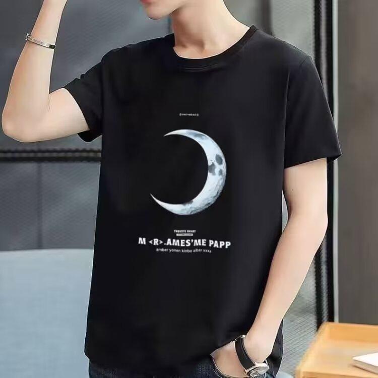 Positive shoulder combed cotton M-5XL men's T-shirt loose fashion versatile tops new