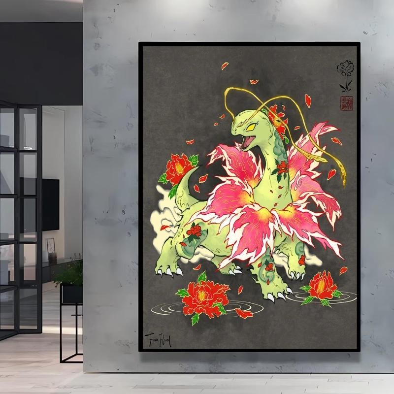 Japanese Classic Anime  Charizard Decorative Painting High Quality Canvas  Modern Home Bedroom Wall Picture Decorative