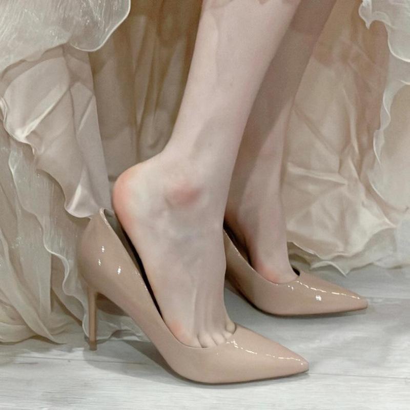 [Первый заказ, прямая поставка] Чистое желание маленькие ароматные туфли телесного цвета на высоком каблуке женские тонкие каблуки универсальные темпераментные рабочие туфли французские одинарные туфли