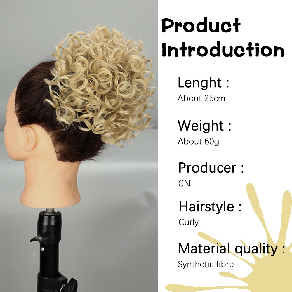 LISI HAIR Грязные пучки волос Кусок парика Эластичный шнурок Свободный большой вьющийся пучок 60 г Синтетический короткий светлый хвост Наращивание хвоста Для женщин Вечеринка Повседневные