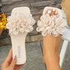 Fashion Outdoor Beach Slippers Women 2025 Women's Shoes On Sale Open Toe Women's Slippers Square Toe Flat Floral Plus Size Sandals
