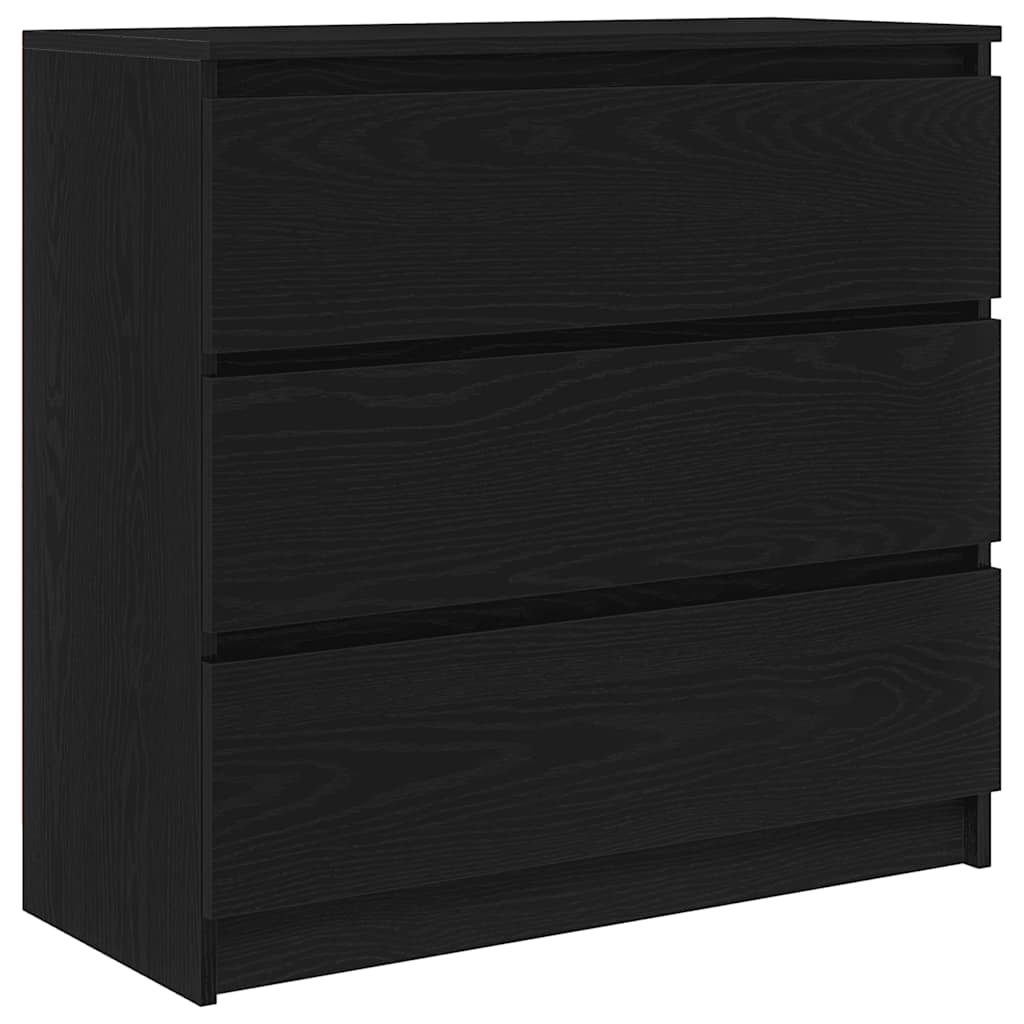 Sideboard in Black Oak Look 80 x 35 x 76 cm Engineered Wood