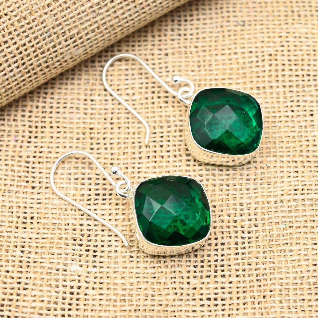 Очаровательные серьги ручной работы из стерлингового серебра 925 пробы с хром-диопсидом и драгоценными камнями для женщин