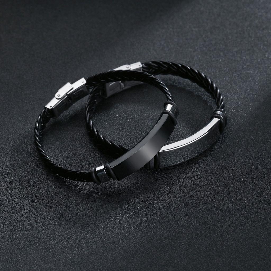 Men's Custom Personalize Engrave Jewelry Bracelets Fashion Braided Leather Inspirational Gifts Wristbands Bracelet For Him