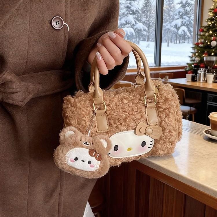 Cartoon Hello Kitty Cat Satchel With Spliced Design And Arch Strap For Daily Casual Wear