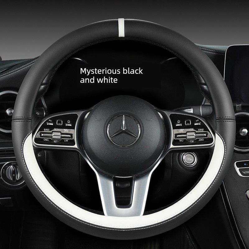 New Car Steering Wheel Cover All Year Round Neutral Fashion Color Contrast Non Slip Abrasion Resistant Napa Leather Car Steering Wheel Cover