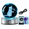 East Leaf Crystal Ball 3D Object Cat Birthday Anniversary Cute Present LED Light Included Battery USB Compatible 8cm