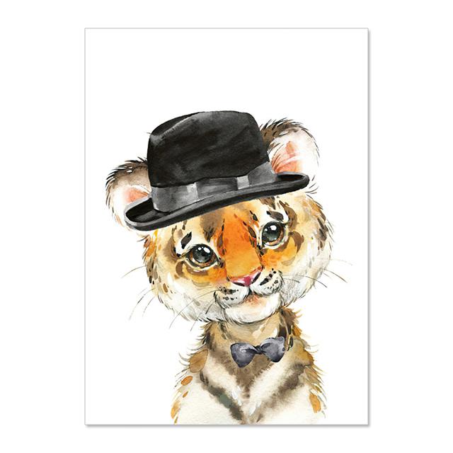 Мультфильм Забавное животное Слон Тигр Обезьяна Детские Плакаты и Принты Настенное Искусство Картина На Холсте Настенные Картины Детская Комната Декор Без Рамки