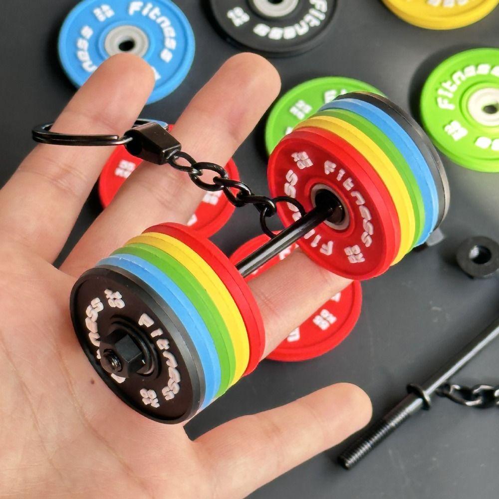 Barbell Sheet Dumbbell Keychain PVC Bag Pendant Unique Gym Feedback Gift Girl