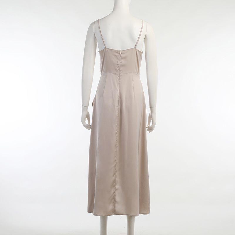 Женское летнее сексуальное платье с V-образным вырезом и разрезом на шее