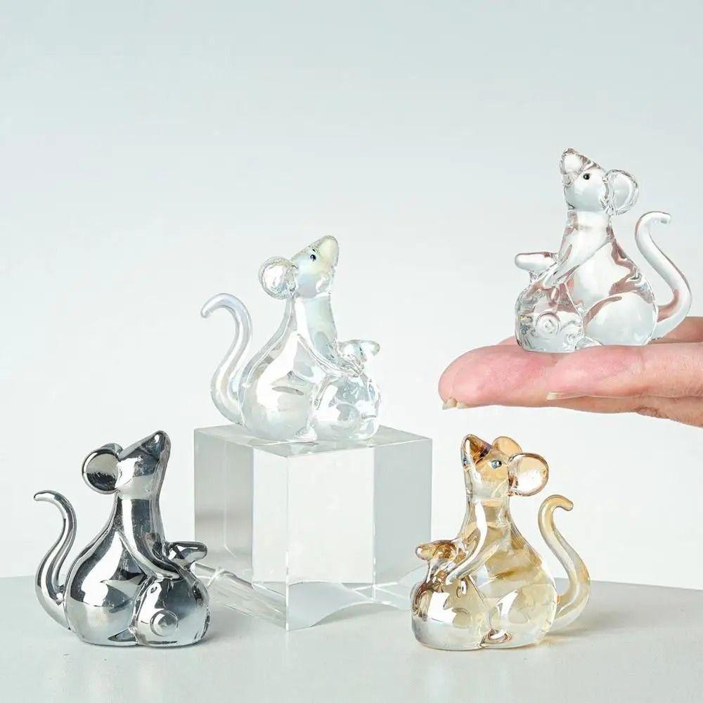 Привлекающий Богатство Хрустальный Крыса Орнамент Счастливые Настольные Украшения Мышь Крыса Фигурка Гостиная