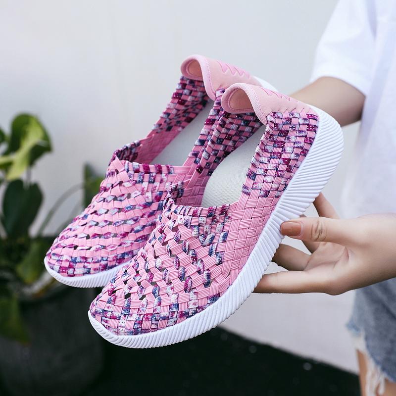 Summer Women Sneakers Plus Size Flats Loafers Soft Beach Walking Sports Shoes Lightweight Slip On