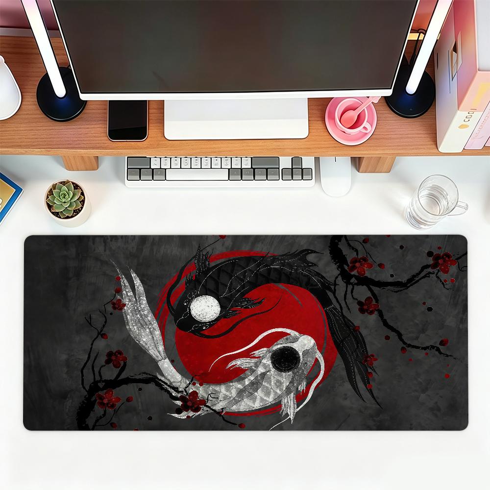 Yin Yang Black And White Pisces Mouse Pad For Office Gaming And Keyboards Non-Slip Large Waterproof