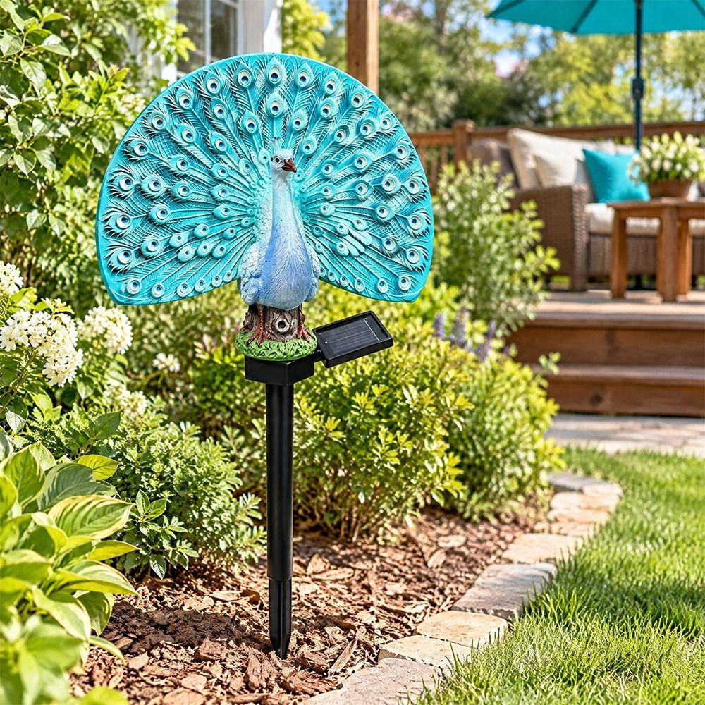 Colorful Changing Solar Peacock Light Waterproof LED Landscape Light Patio Decor