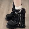 Панк Стиль Деним Женские Современные Короткие Ботинки Модные Ботильоны на Платформе с Увеличением Высоты Осенне-Зимняя Обувь Zapatos De Mujer