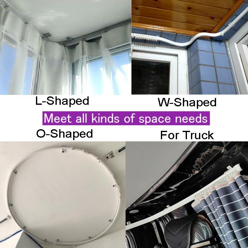 Flexible Ceiling Curtain 1M Track Mounted Bendable Curved Rod Rail Straight Slide Windows Decor Plastic Accessories Kit