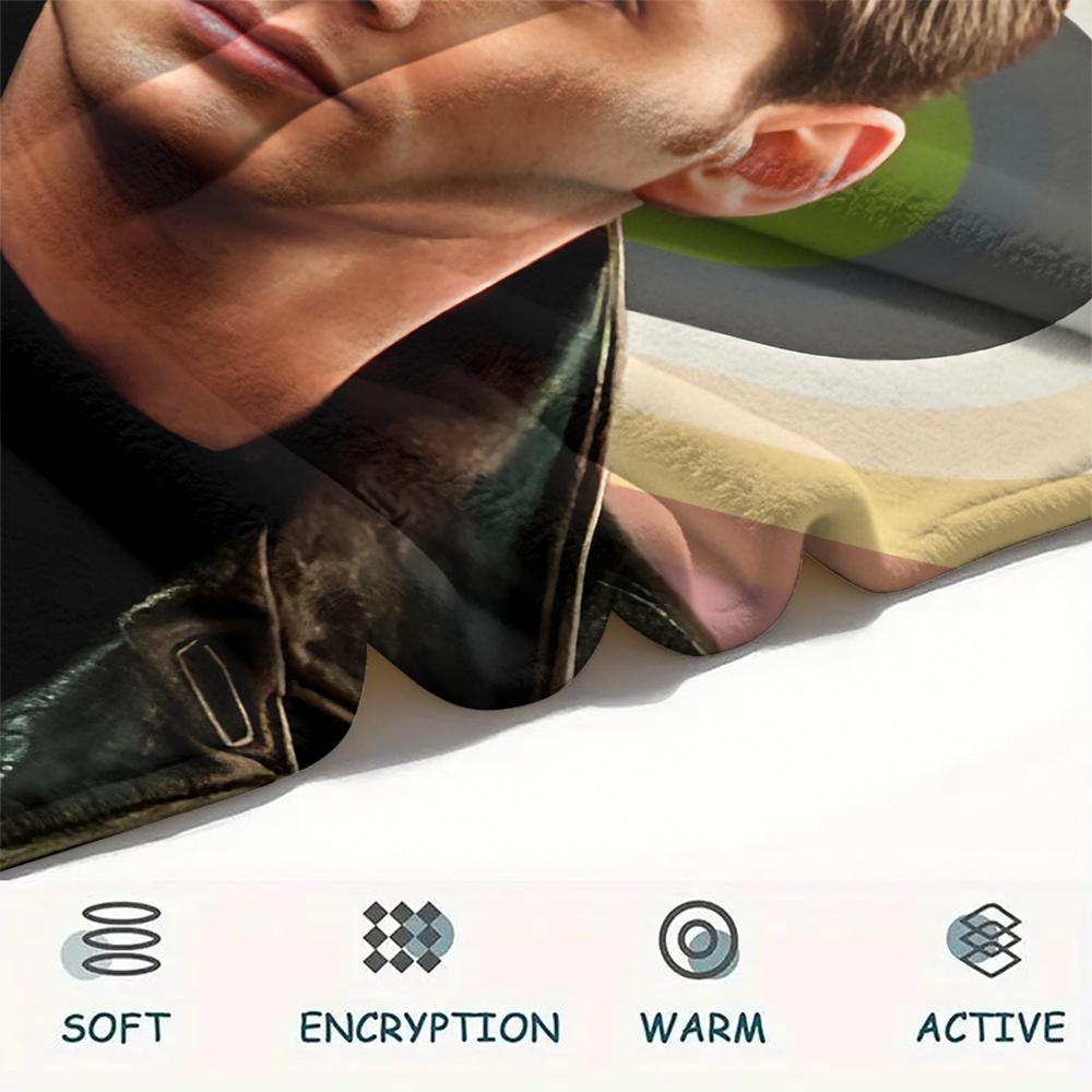 1 шт. Фланелевое одеяло с принтом Дина Винчестера, Высокое качество, Для всех сезонов, Декор для дома, Тепло и уют, Идеально для Рождественских подарков