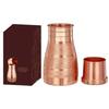 Copper Designer Copper Water Bottle | Pitchers | Water Jug | Bedroom Jar | Bedside Bottle Carafes with Tumbler/Glass with Lid 1250 ML (Diamond Touch)