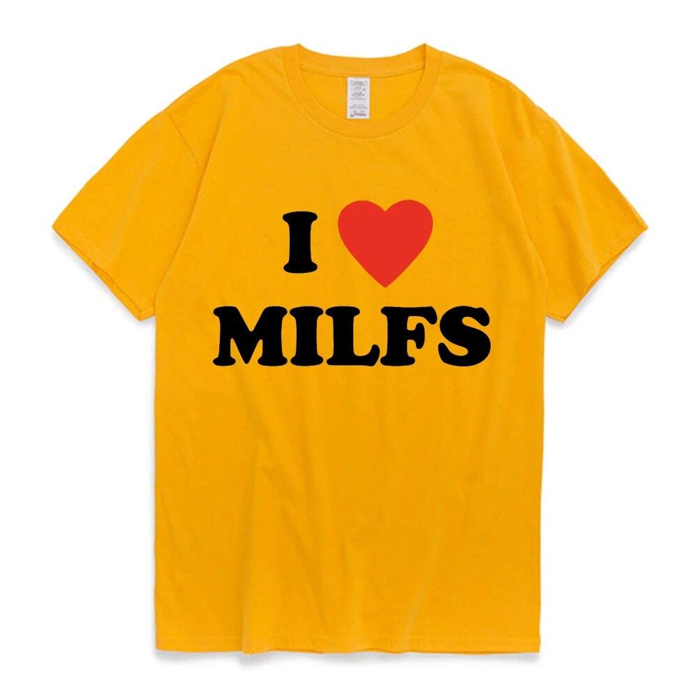 I Love MILFS I Heart Hot Moms Letter Printed T-shirts Unisex Women Short Sleeve Summer Casual T Shirt Harajuku Fashion Tee Shirts