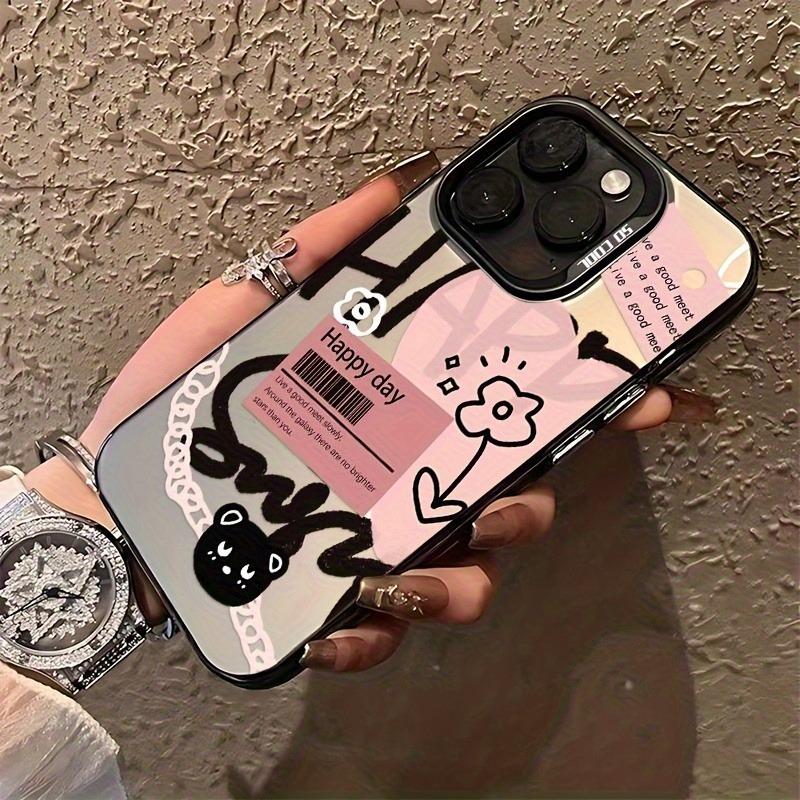 Black Lettering Doodle Heart Pattern Print Phone Case For iPhone 17 Pro Max 16 15 14 13 12 11 XS X XR 7 8 Plus 16E 17 Air Cover