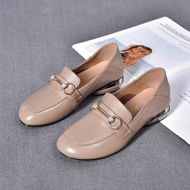 Commuter style casual soft soled versatile small leather shoes for women's singles