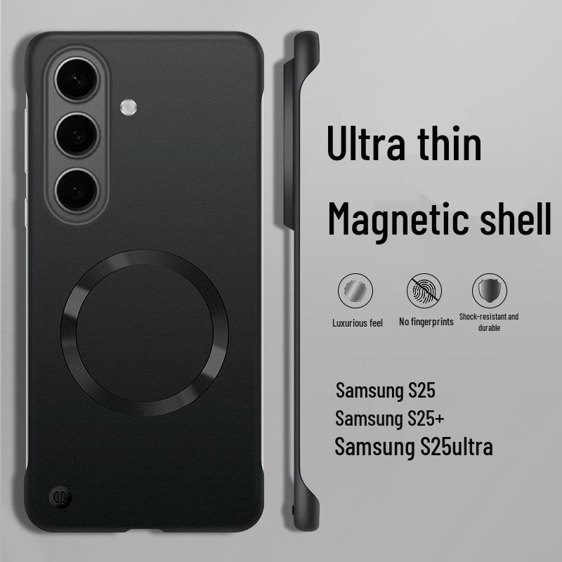 Металлическая магнитная чехол-книжка Samsung S26 Ultra с покрытием-краской, безрамочный дизайн для S26 Plus