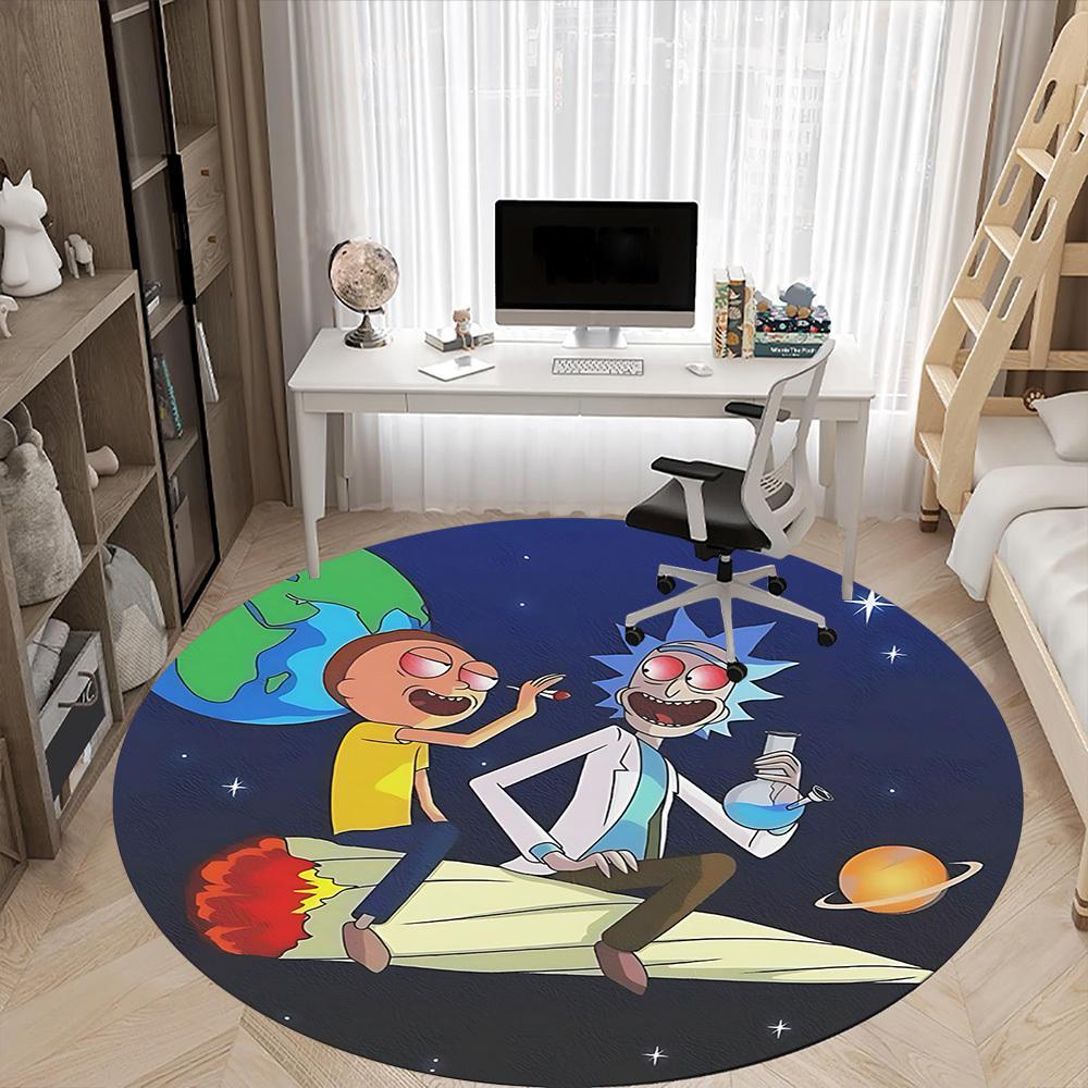 1 шт. Круглый ковер Rick and Morty для офиса, под офисные стулья, спальни, гостиной, домашний декор, декорирование комнаты, доступен в различных размерах