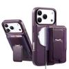 Чехол CASENEO для iPhone 17 Pro со складной подставкой, ТПУ, ПУ-кожа, PC-карман, Магнитная крышка для телефона, Совместим с MagSafe