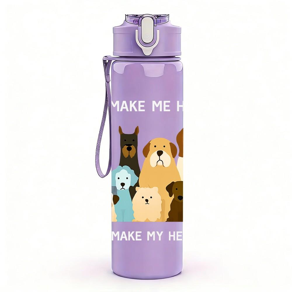 1PC Group Puppy Dog Cartoon 750ml Color Plastic Sports Water Bottle Leakproof Flip Straw Lid Suitable for Sports Office Home Use