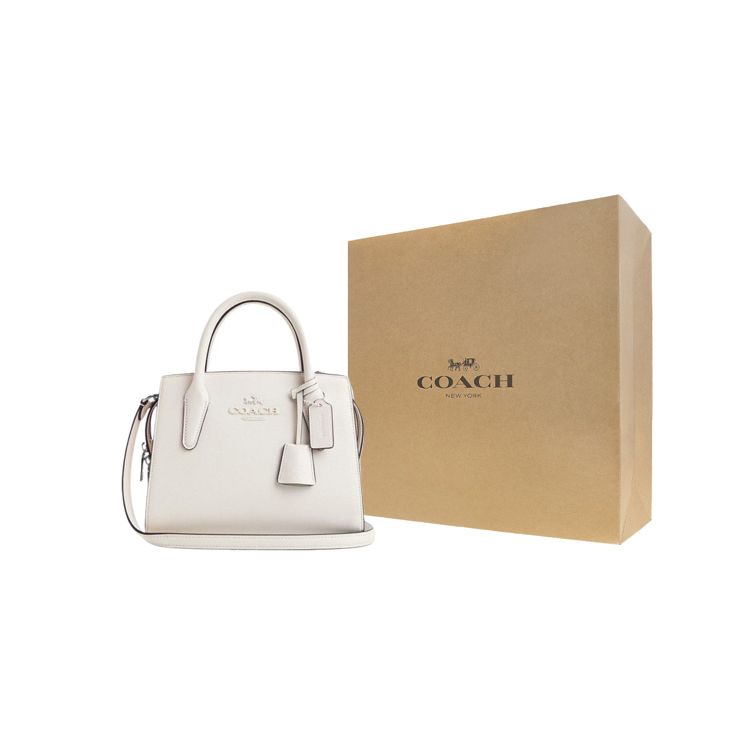 Coach Andrea 22 Zipper Closure Large Capacity PVC And Leather Crossbody Shoulder Tote Bag Small Women bags White CP081-SVHA