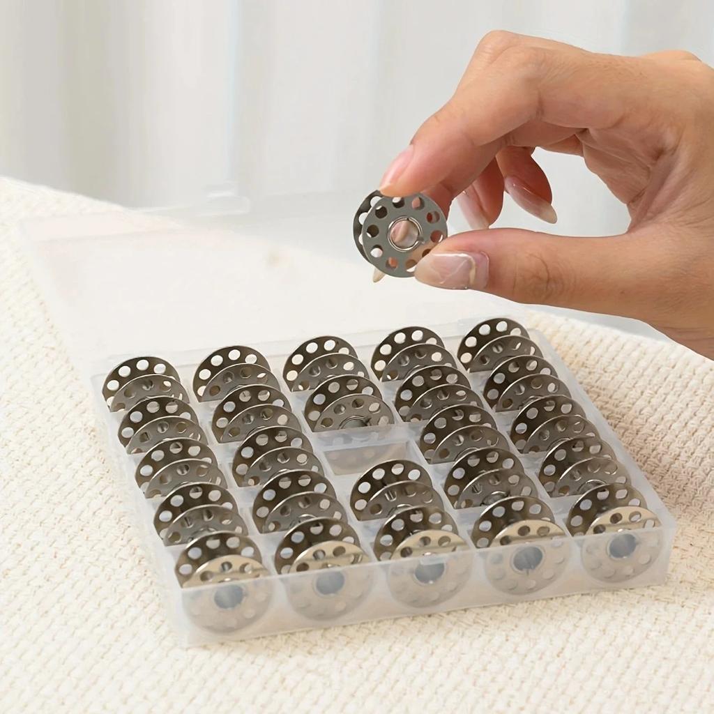 25Pcs/Set Empty Bobbins Sewing Machine Plastic Case Storage Box for Sewing Machine Spools with Thread Storage Case Sewing Tools