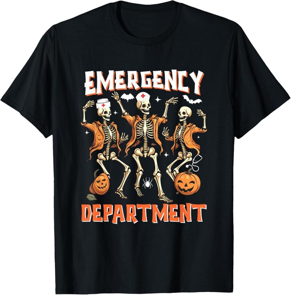 ER Nurse Halloween Room Emergency Department Funny Skeletons T-Shirt Unisex T-Shirt