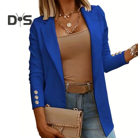 Women Suit Coat Lapel Long Sleeve Open Front Solid Color Dress Coat Business Work Casual Jacket Office Clothes Outwear