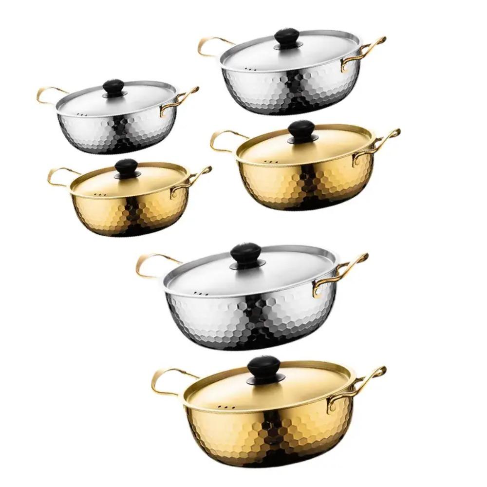 Кастрюля для супа из нержавеющей стали с двойной ручкой, кастрюля для молока, посуда, корейская кастрюля для рамэна, индукционная плита