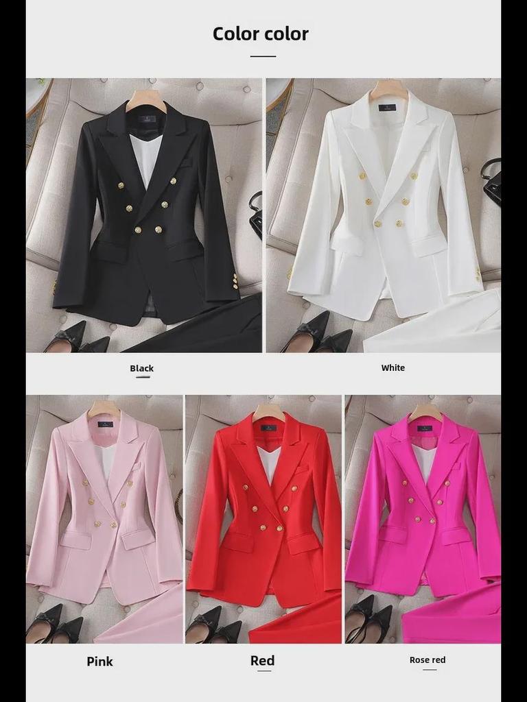 European & American Fashion Slim Suit Jacket with Metal Lion Head Buckle