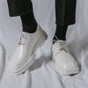 Men's Luxury Moccasins Breathable Square Head Heightened Formal White Leather Shoes Derby Shoes Party Evening Dress Wedding Shoe