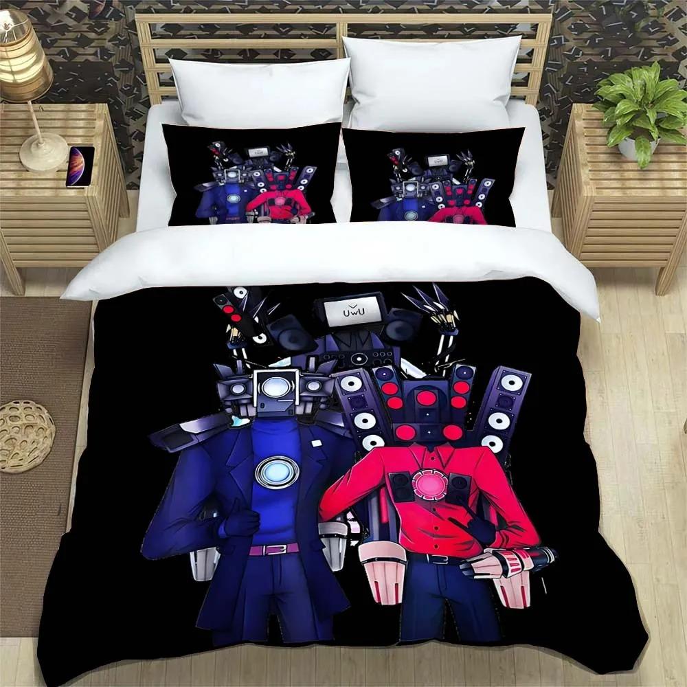 Skibidi Toilet Funny Kprl Speaker Cartoon Duvet Case Pillowcase Beddding Set Twin Full King for Kids Adults Bedroom