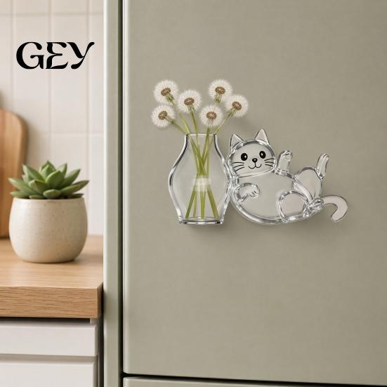Cat Hair Storage Vase Whiskers Holder Refrigerator Magnet, Transparent Furs Keepsake Collector Fridge Pet Memorial Decoration for Home, Kitchen Shape