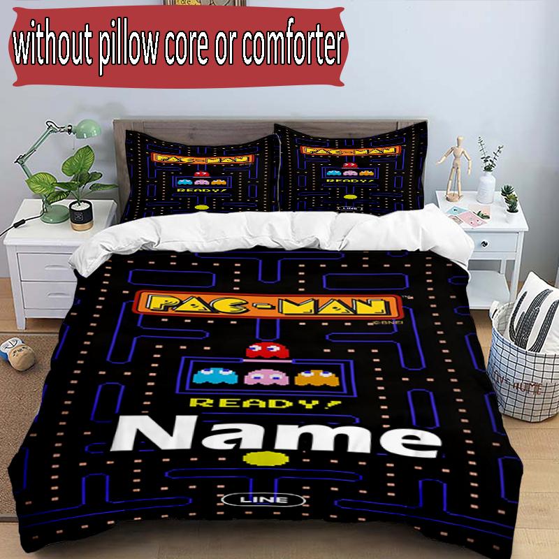 3pcs Duvet Cover Set (1*Duvet Cover + 2*Pillowcase, Without Core), Custom Name PAC Pattern Bedding Set, Home Bedroom Decor Gift