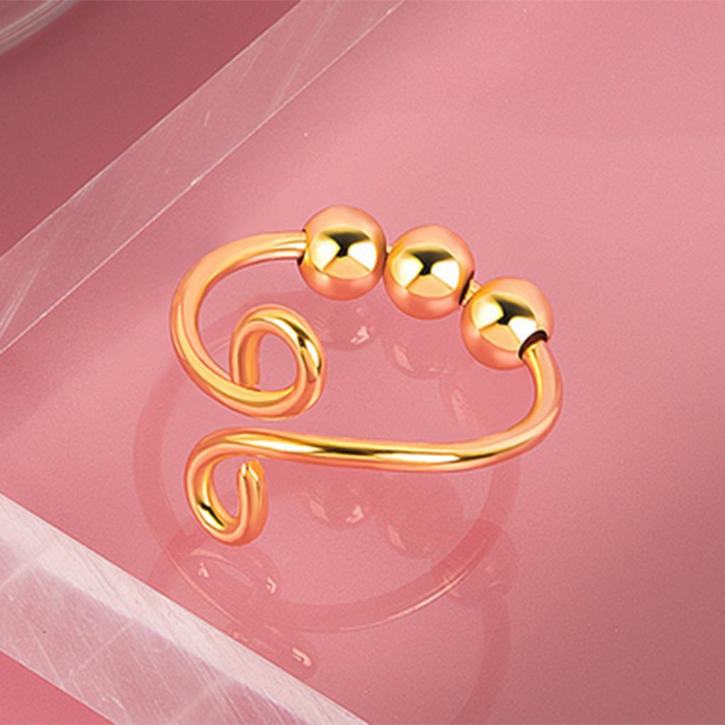 Resizable Anti-anxiety Ring With Beads  Rotate Rings Trendy Jewelry